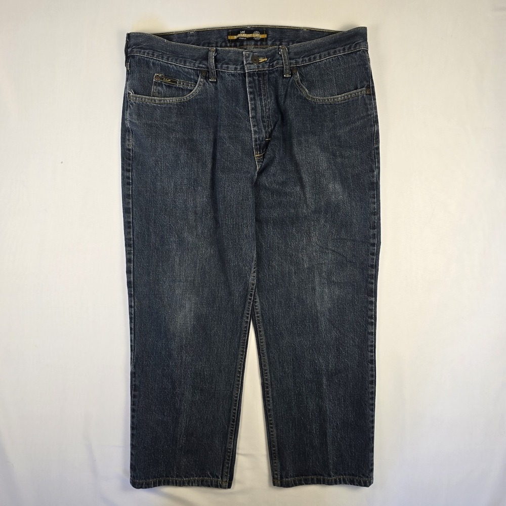 Lee Jeans Men's 38 X 30 Regular Fit Relaxed Straight Leg Blue Denim Jeans
